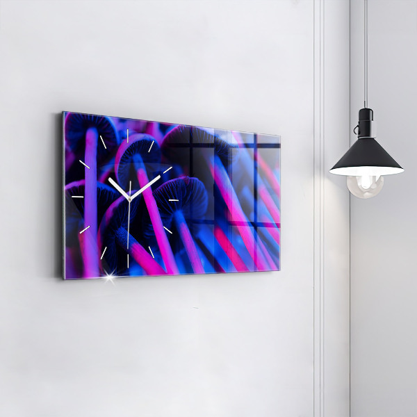 Horloge murale horizontale Champignons magiques colorés