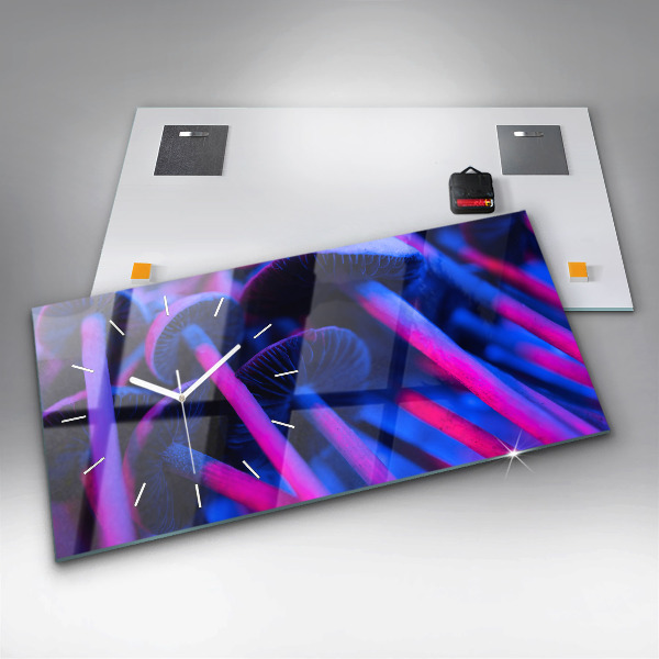 Horloge murale horizontale Champignons magiques colorés