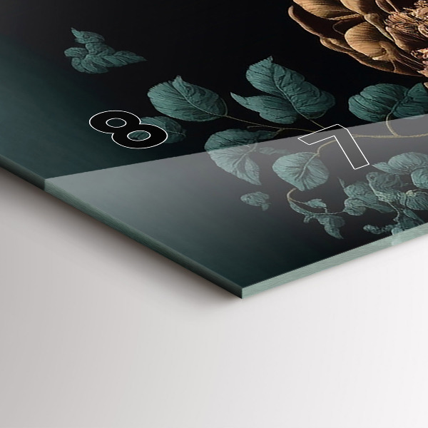 Horloge murale horizontale Fleurs et papillons dorés