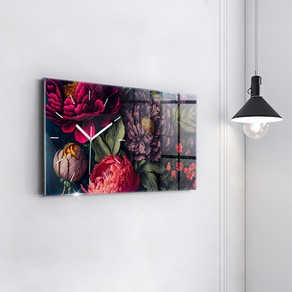 Horloge murale horizontale Bouquet de fleurs vintage