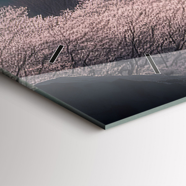 Horloge murale horizontale Fleurs de cerisier de la tour asiatique