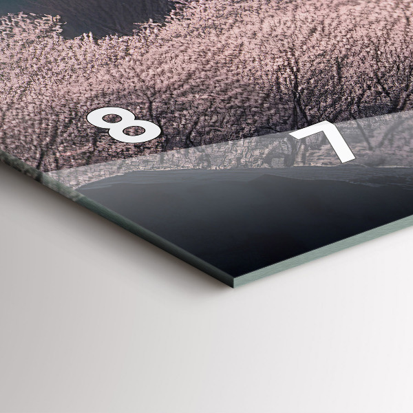 Horloge murale horizontale Fleurs de cerisier de la tour asiatique