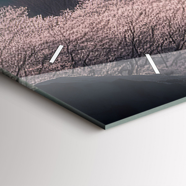 Horloge murale horizontale Fleurs de cerisier de la tour asiatique