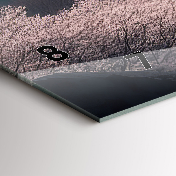 Horloge murale horizontale Fleurs de cerisier de la tour asiatique