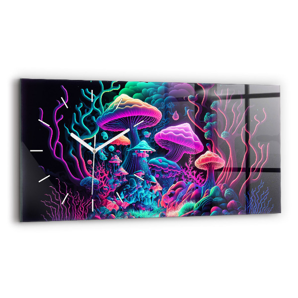Horloge murale horizontale Champignons néon