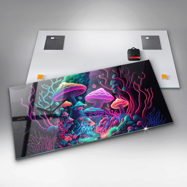 Horloge murale horizontale Champignons néon