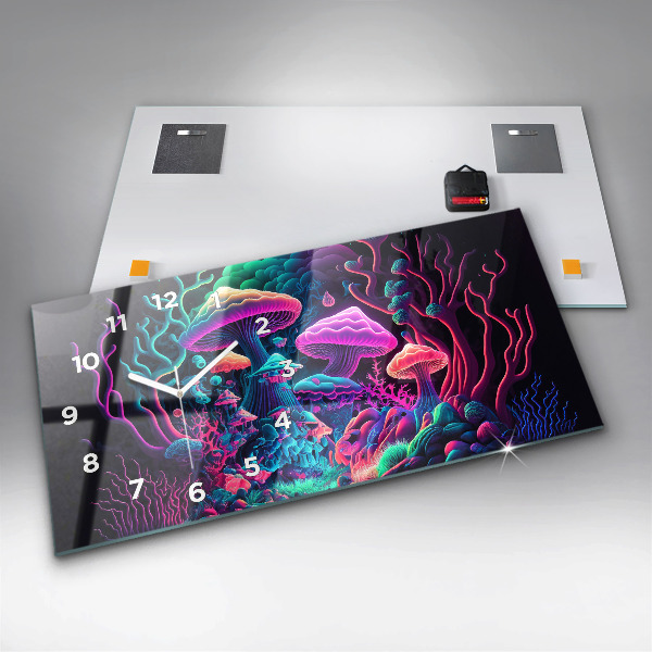 Horloge murale horizontale Champignons néon