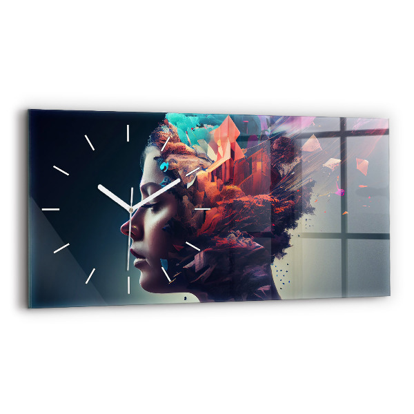 Horloge murale horizontale Émotions femme abstraite
