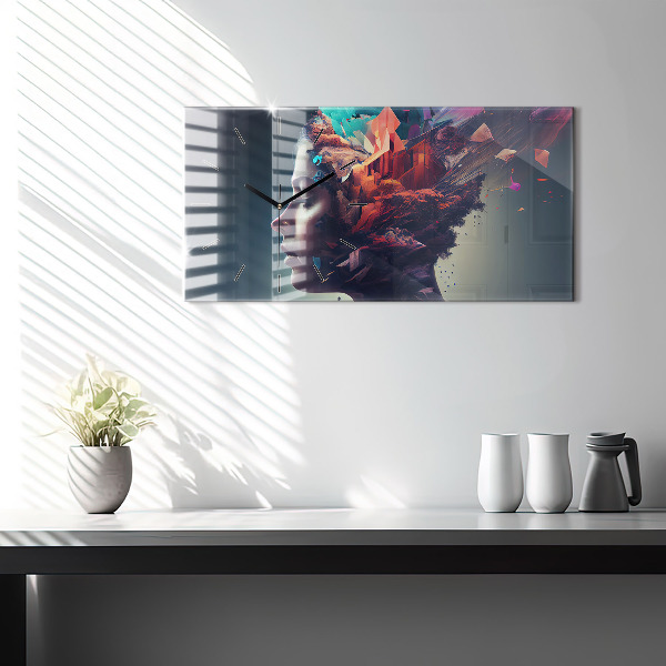 Horloge murale horizontale Émotions femme abstraite