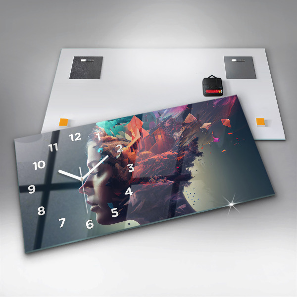 Horloge murale horizontale Émotions femme abstraite