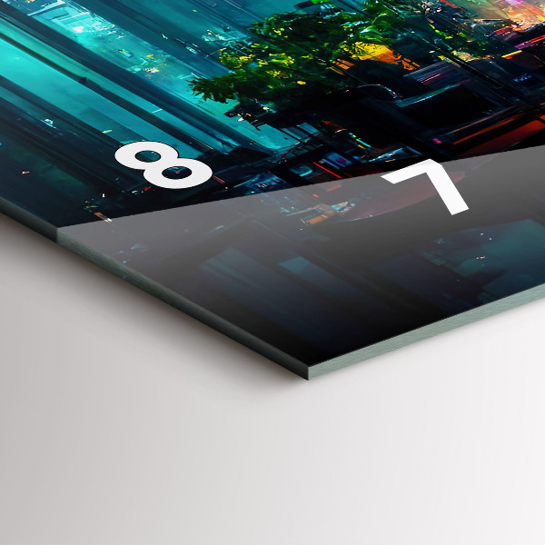 Horloge murale horizontale Ville de style cyberpunk