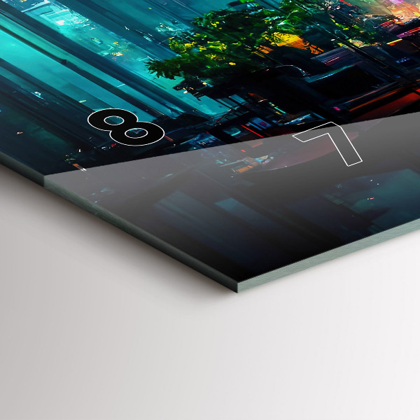 Horloge murale horizontale Ville de style cyberpunk