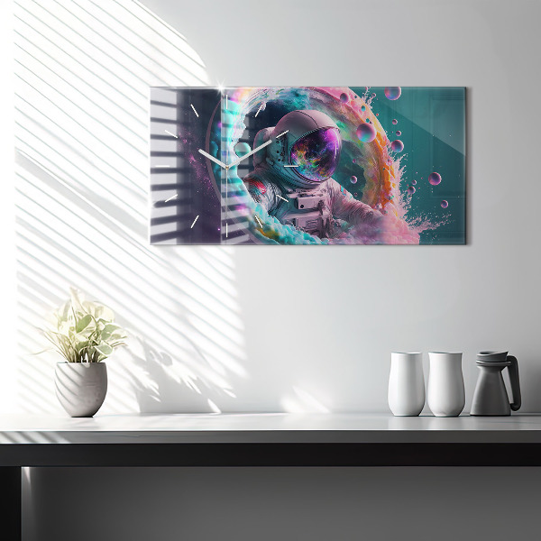 Horloge murale horizontale Nuages colorés des cosmonautes