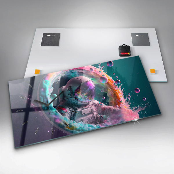 Horloge murale horizontale Nuages colorés des cosmonautes