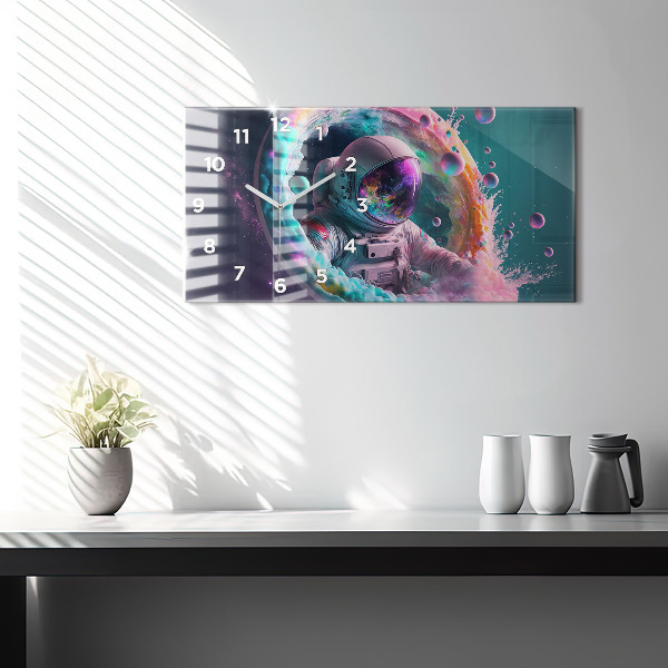 Horloge murale horizontale Nuages colorés des cosmonautes
