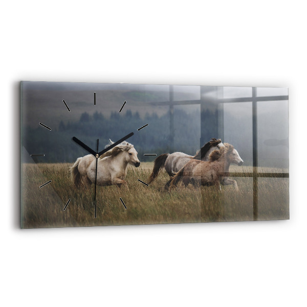 Horloge murale horizontale Chevaux au galop
