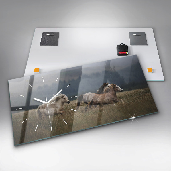 Horloge murale horizontale Chevaux au galop