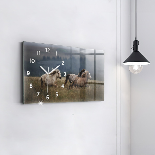 Horloge murale horizontale Chevaux au galop