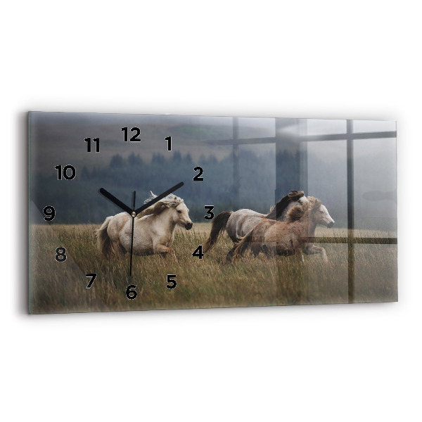 Horloge murale horizontale Chevaux au galop