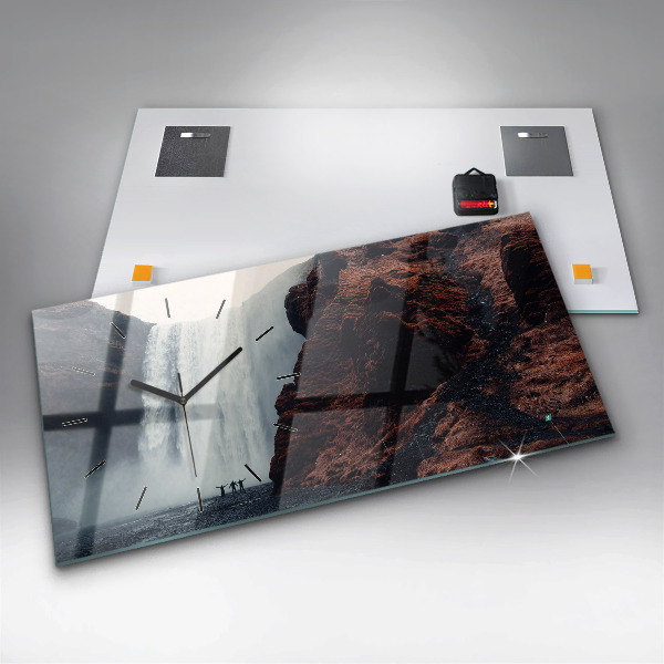 Horloge murale horizontale Paysage de cascades en Islande