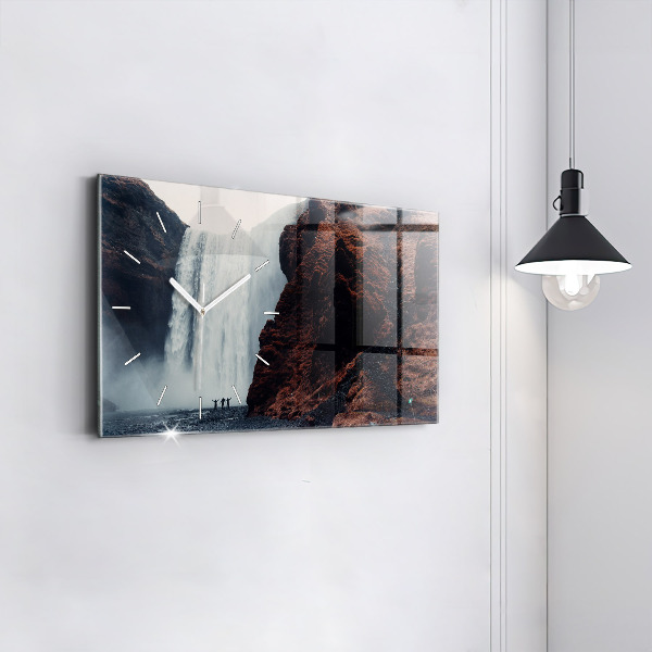 Horloge murale horizontale Paysage de cascades en Islande
