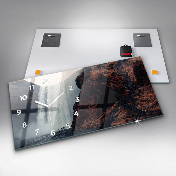 Horloge murale horizontale Paysage de cascades en Islande