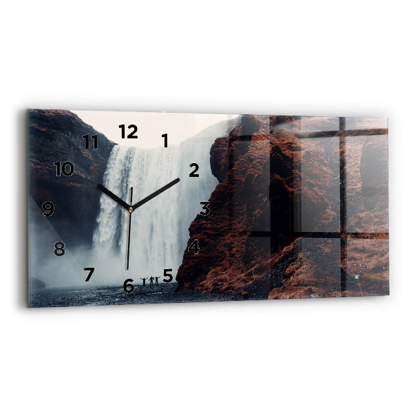 Horloge murale horizontale Paysage de cascades en Islande