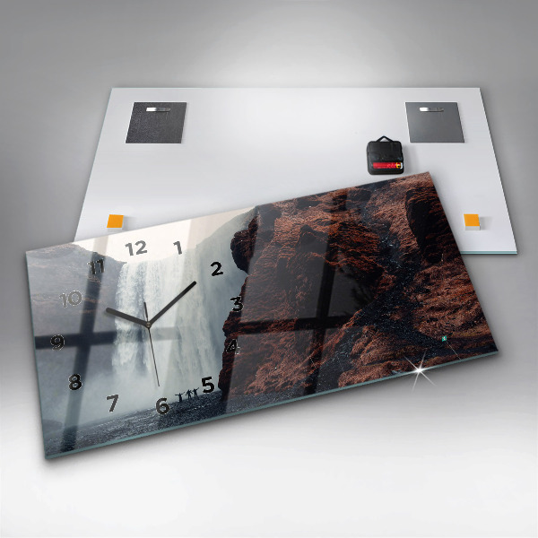 Horloge murale horizontale Paysage de cascades en Islande
