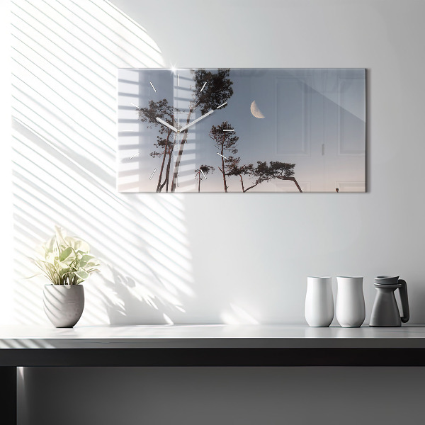 Horloge murale horizontale Croissant et arbres