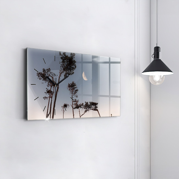 Horloge murale horizontale Croissant et arbres