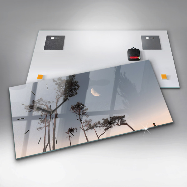 Horloge murale horizontale Croissant et arbres