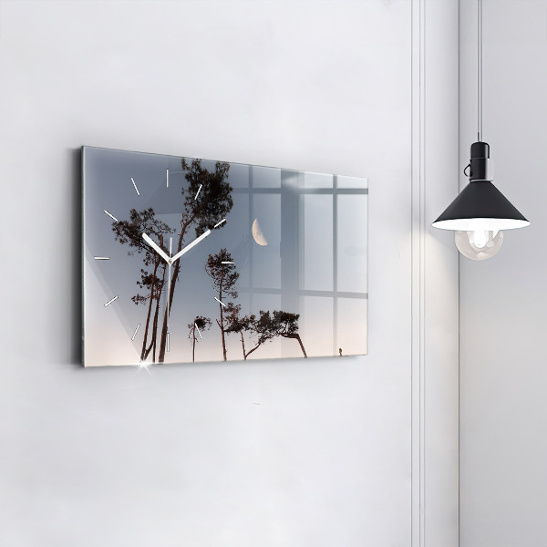 Horloge murale horizontale Croissant et arbres