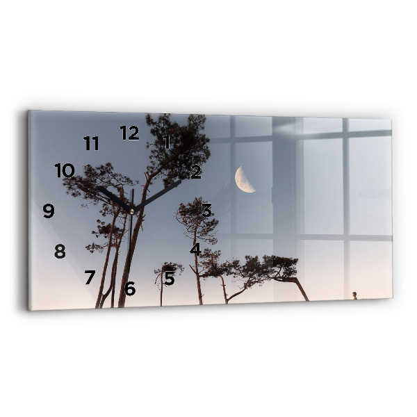 Horloge murale horizontale Croissant et arbres