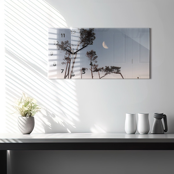 Horloge murale horizontale Croissant et arbres