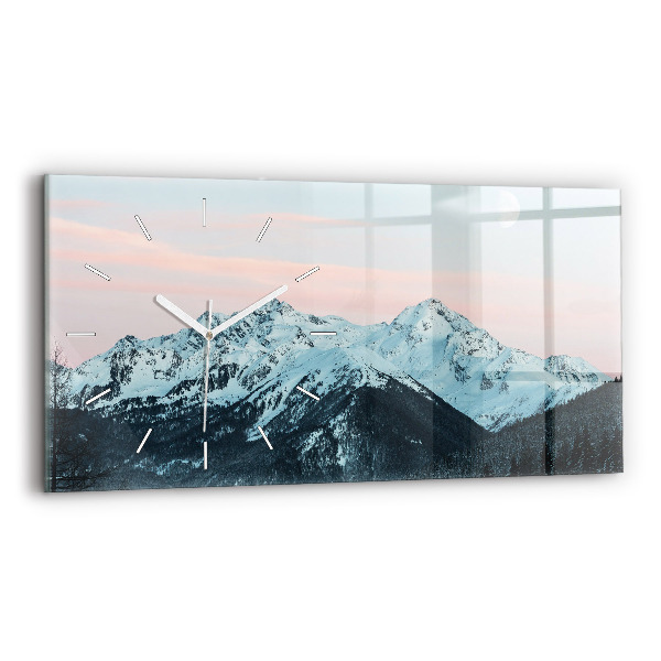 Horloge murale horizontale Chaîne de montagnes en hiver