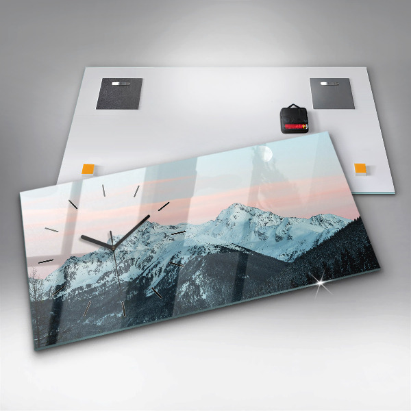 Horloge murale horizontale Chaîne de montagnes en hiver