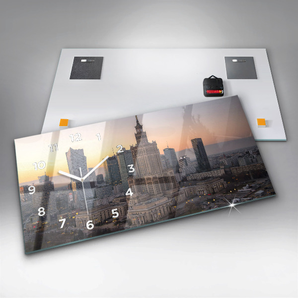 Horloge murale horizontale Panorama de Varsovie