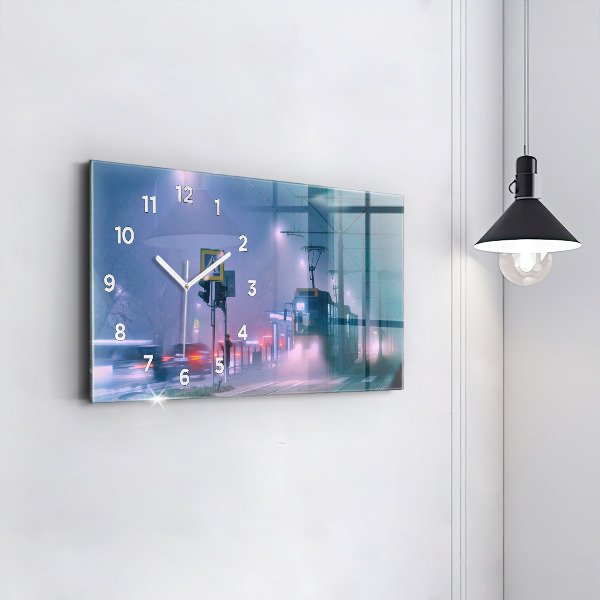 Horloge rectangulaire horizontale Varsovie dans le brouillard