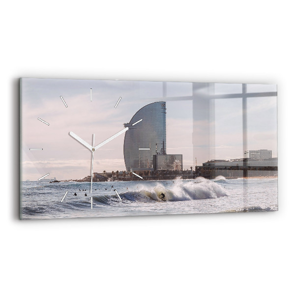 Horloge murale horizontale Surfeur de Barcelone
