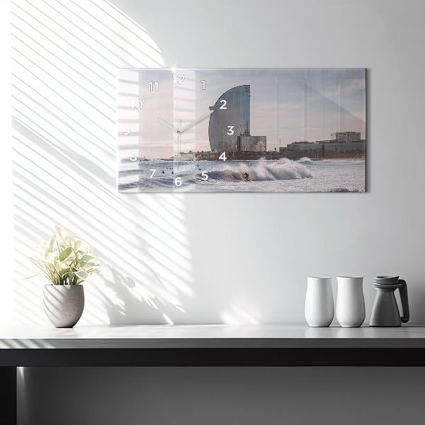 Horloge murale horizontale Surfeur de Barcelone