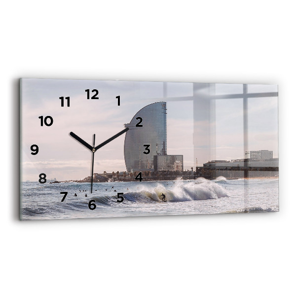 Horloge murale horizontale Surfeur de Barcelone