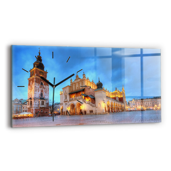 Horloge rectangulaire horizontale Place du marché principal de Cracovie