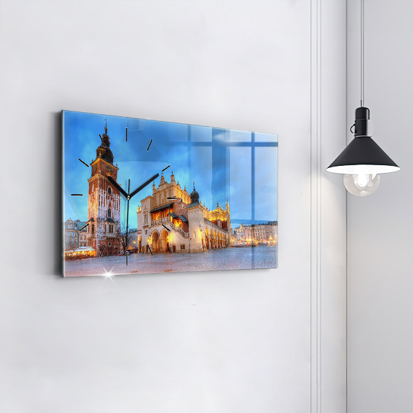 Horloge rectangulaire horizontale Place du marché principal de Cracovie