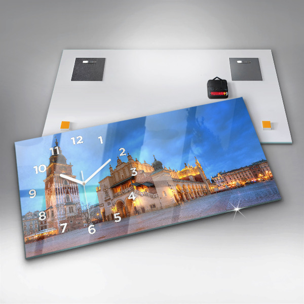 Horloge rectangulaire horizontale Place du marché principal de Cracovie