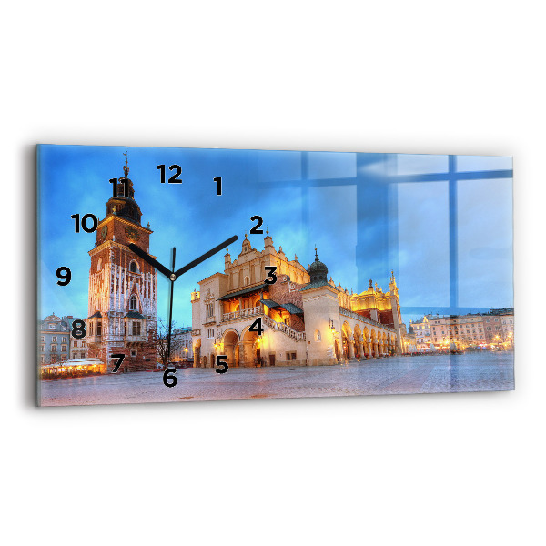 Horloge rectangulaire horizontale Place du marché principal de Cracovie