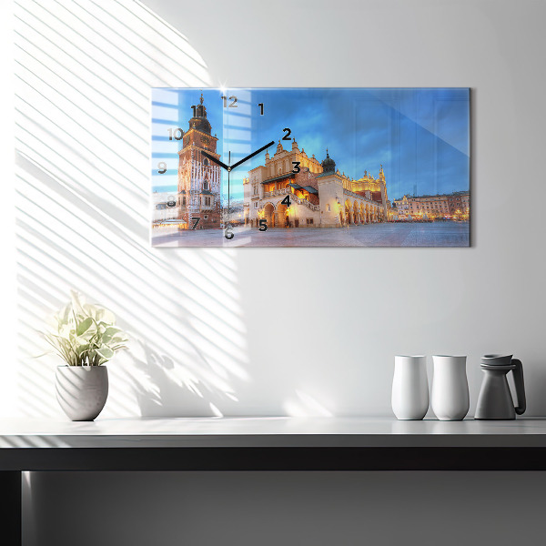 Horloge rectangulaire horizontale Place du marché principal de Cracovie