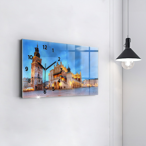 Horloge rectangulaire horizontale Place du marché principal de Cracovie