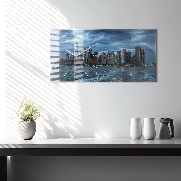 Horloge murale horizontale Panorama de la ville de New York