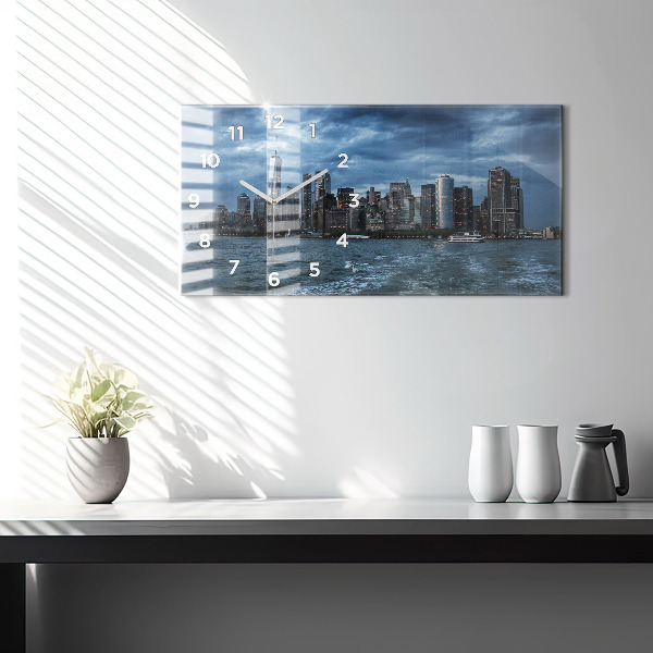 Horloge murale horizontale Panorama de la ville de New York