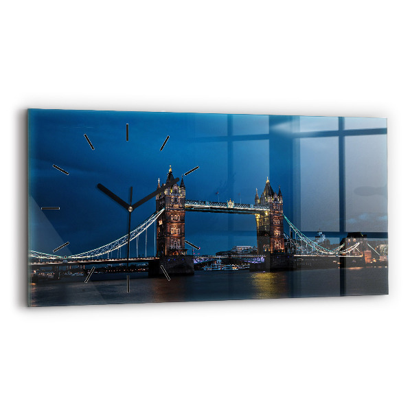 Horloge murale horizontale Tower Bridge Londres la nuit